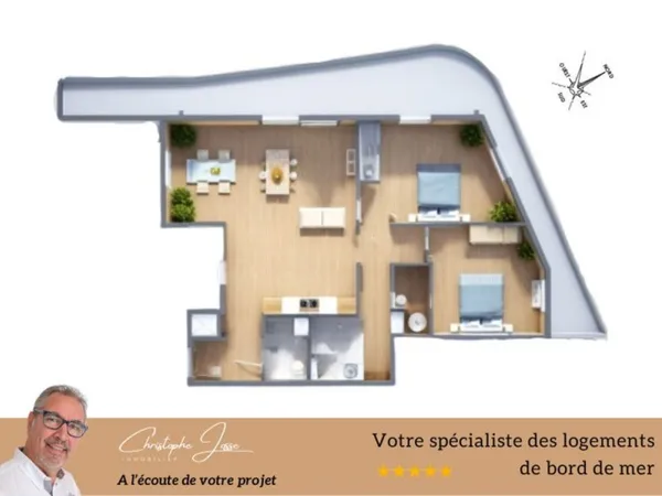 T3 de 74 m2 avec terrasse 26m2 et parking