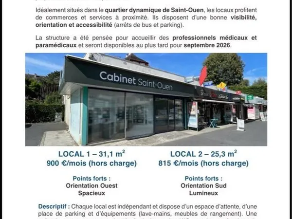 Local à louer, cabinet de santé
