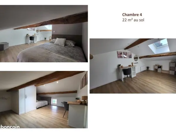 Chambre 22m² ds colocation neuve et meublée - Charnay Lès Mâcon - maison de ville 124m²