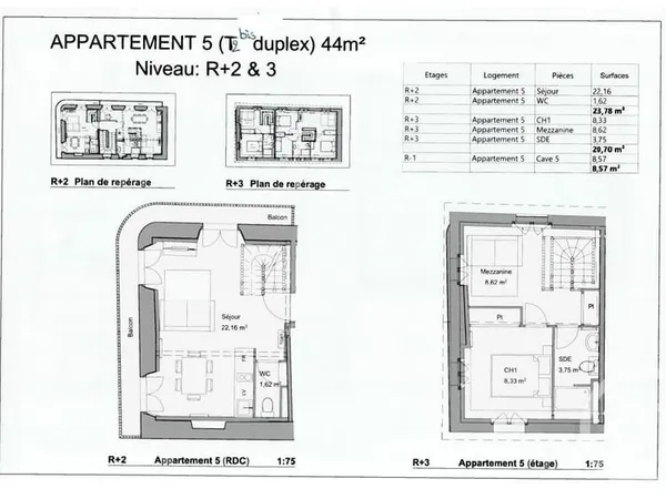 Appartement 2 pièces 45 m²