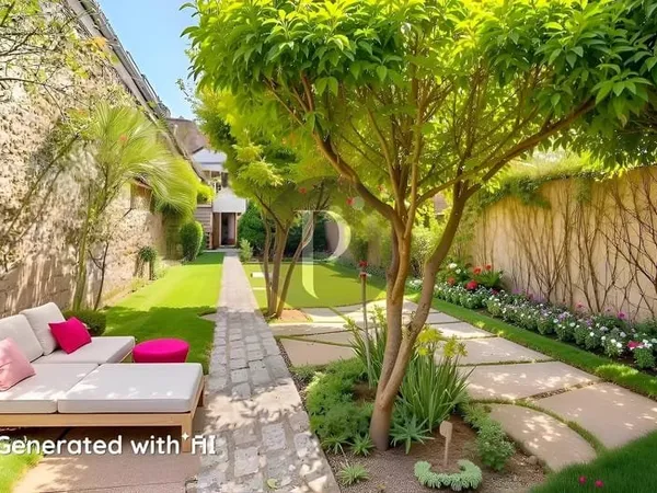 Maison de ville avec jardin et garage, alliant charme et confort