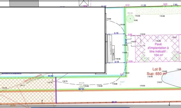 A vendre terrain constructible 650 m2 pour maison jusqu'à 2