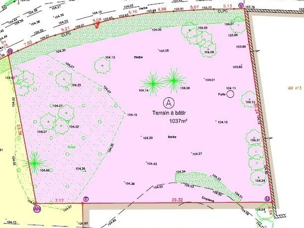 Terrain 1037 m²