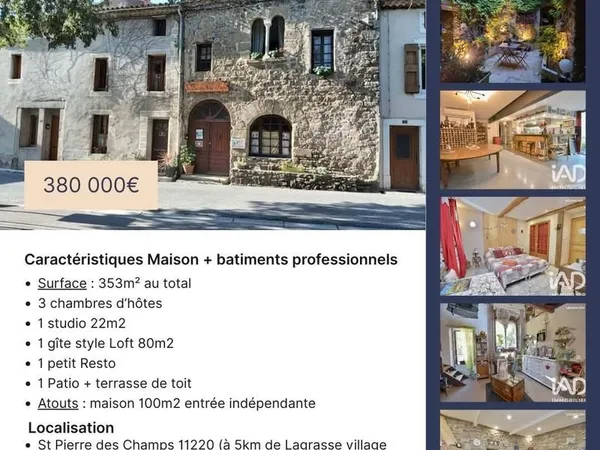 Vente maison, chambres d'hôtes et restaurant