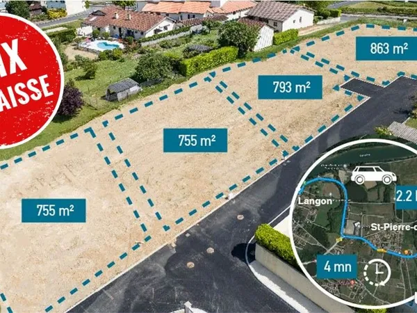 Terrain 863 m² Langon