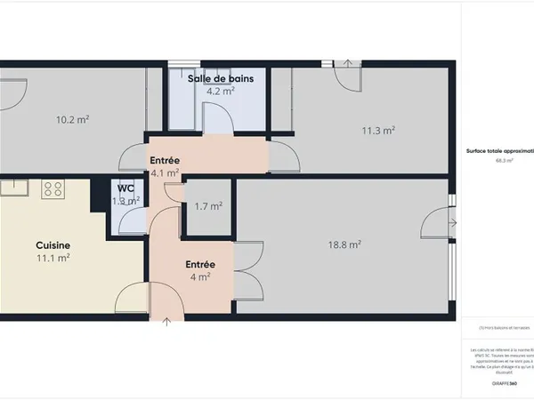 Appartement 3 pièces 69 m²