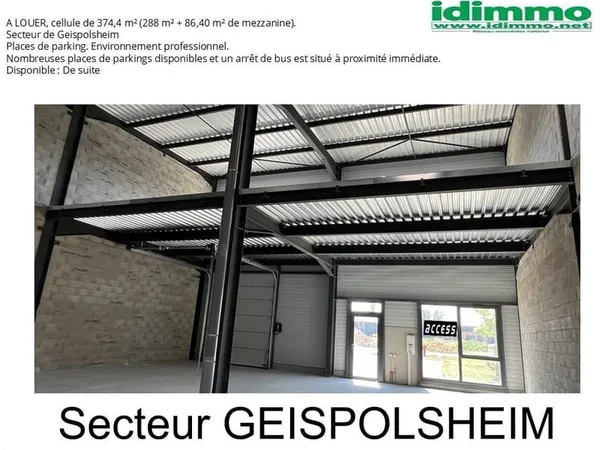 Locaux de 374 m2 secteur Geispolsheim à la location