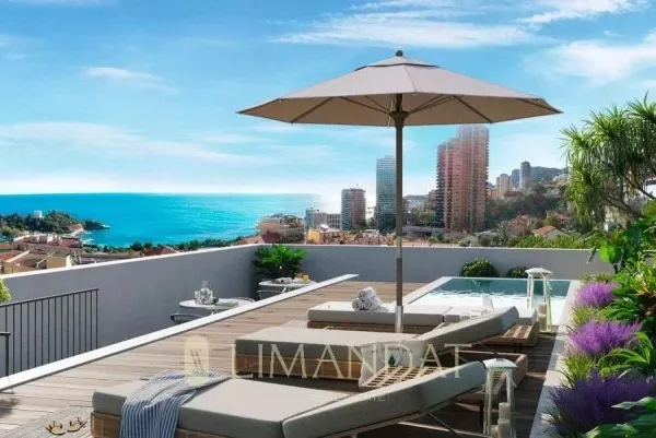 A l'entrée de Monaco, 2 pièces dernier étage 63 m2 terrasse 14 m2 vue mer et Monaco- VEFA - Roquebru