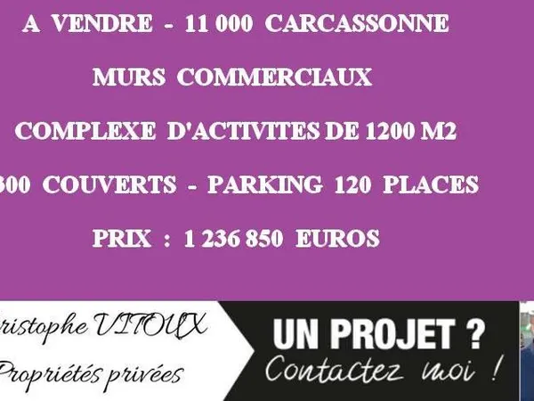 11000 CARCASSONNE - MURS COMMERIAUX, COMPLEXE D'ACTIVITES 1200 M²