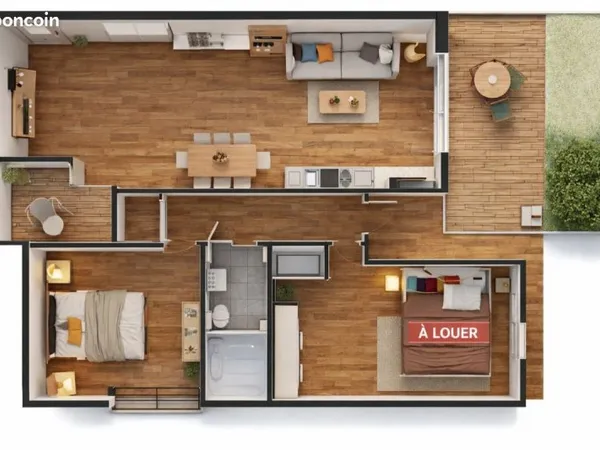 Chambre meublée dans résidence neuve avec terrasse et jardin - colocation calme avec propriétaire