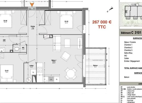 A vendre - Appartement neuf T4