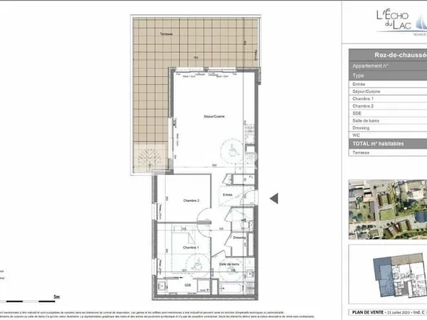 Appartement Type 3 de 71,84m² avec Terrasse et cave.