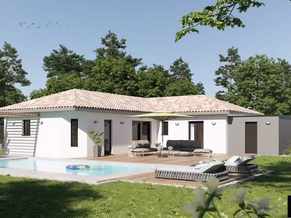 Maison de plain pied avec garage sur terrain