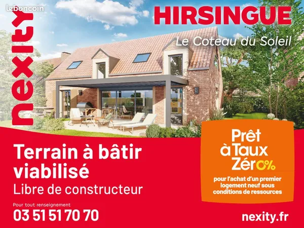 Terrain constructible de 406 m2 à Hirsingue, à 10 min d'Altkirch et à proximité de Mulhouse et de Bâ
