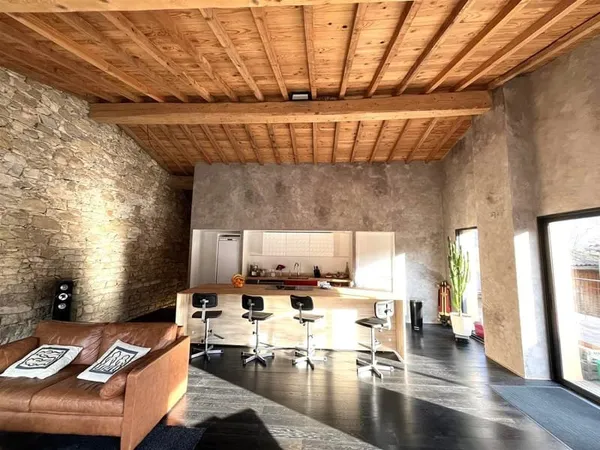 Magnifique conversion de grange en pierre avec jardin, terrasse ensoleillée, grange/atelier.