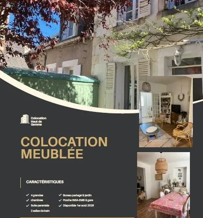 Colocation meublée haut de gamme - 4 chambres - Centre Bourges (quartier Baffier)