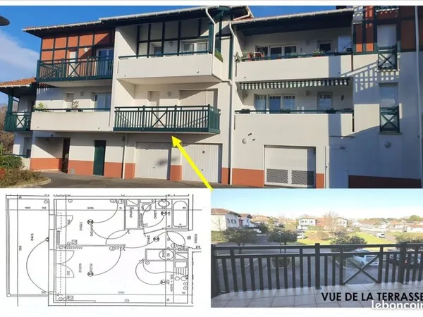 Boucau - T2 lumineux avec balcon, cave et parking