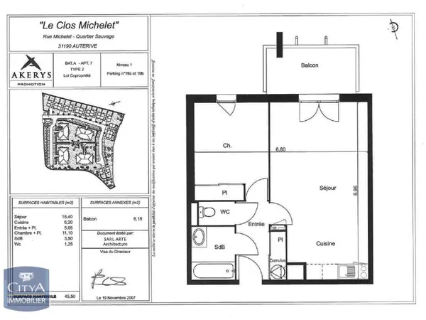 Appartement 2 pièces 45 m²