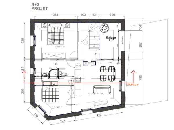 Appartement 3 pièces 57 m²