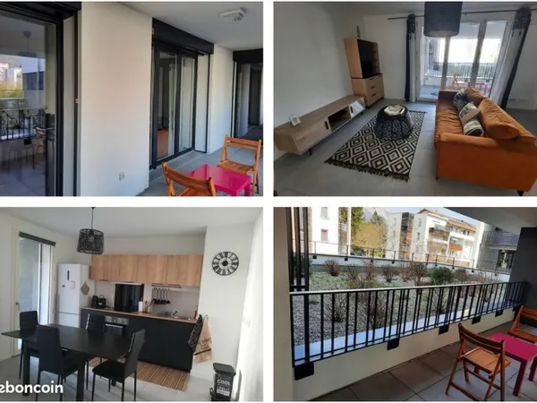 T2 meublé avec terrasse et garage privatif