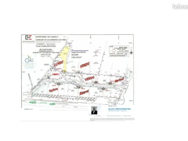 Terrain 695 m² Colombieres Sur Orb