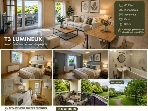 Appartement 3 pièces 68 m²