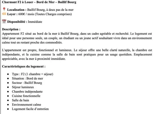 Charmant F2 à louer
