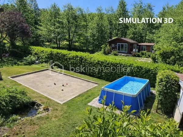 Terrain de loisir 1200m2 chalet + mobilhome