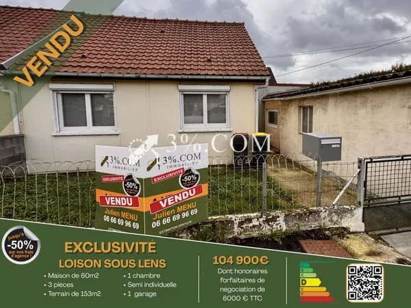 Maison 3 pièces 60 m²