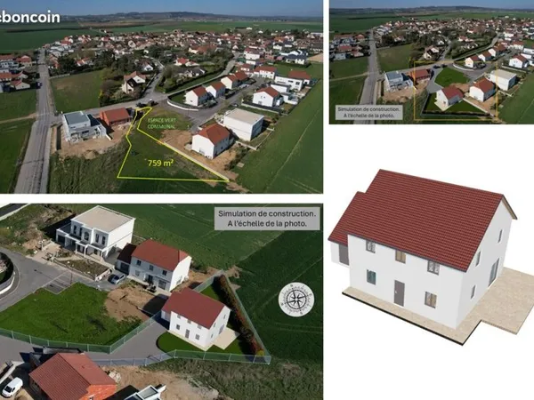 Terrain à bâtir viabilisé avec permis de construire et exemple de réalisation