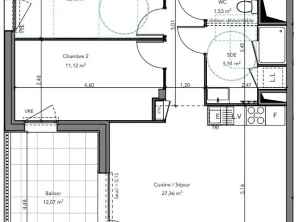 29160 Crozon Appartement 66 m² Sud Ouest balcon 12 m² cuisine séjour 27 m² aucun travaux