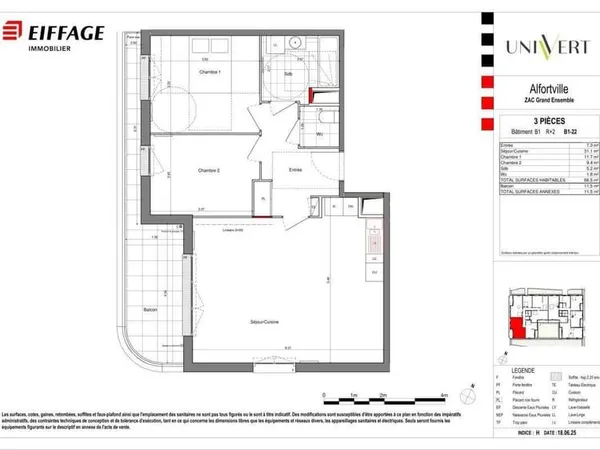 Appartement 3 pièces 66 m²