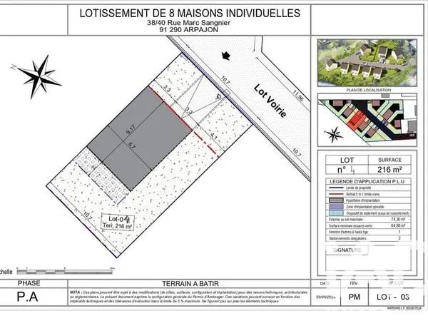 Terrain 216 m²