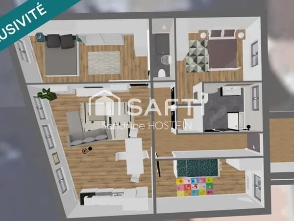 Appartement de 87m2 rénové avec 3 chambres et 2 salles de bain