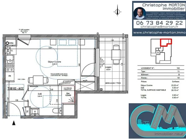 A VENDRE - idéal investissement - Studio - 29,1m2 - 69290 Craponne
