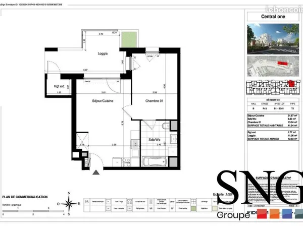 Appartement 2 pièces 41 m²