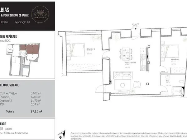 Appartement 3 pièces 67 m²