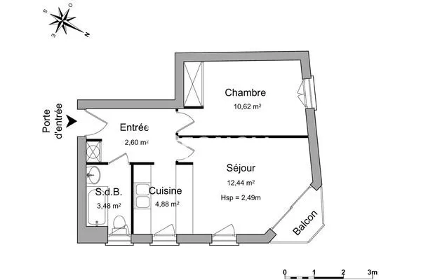 Appartement 2 pièces 37 m²
