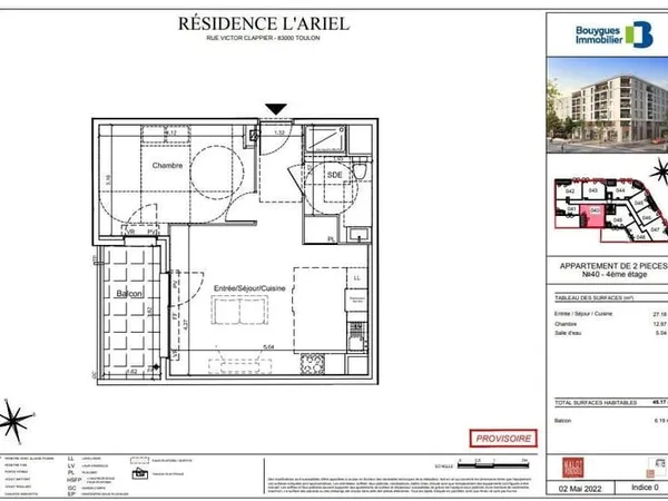 Appartement 2 pièces 45 m²