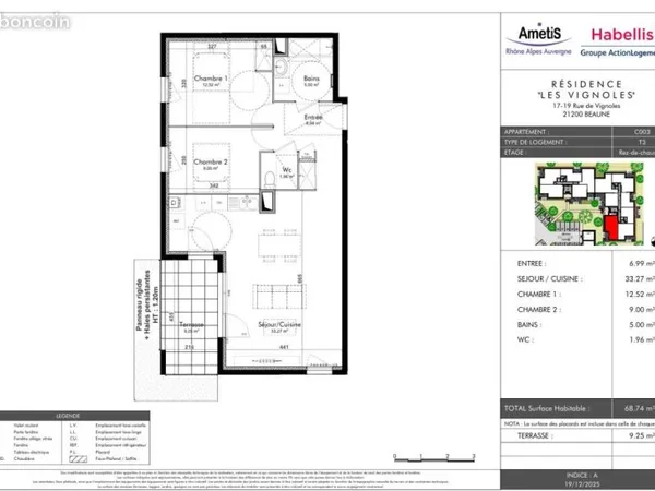 Appartement 3 pièces 68 m²