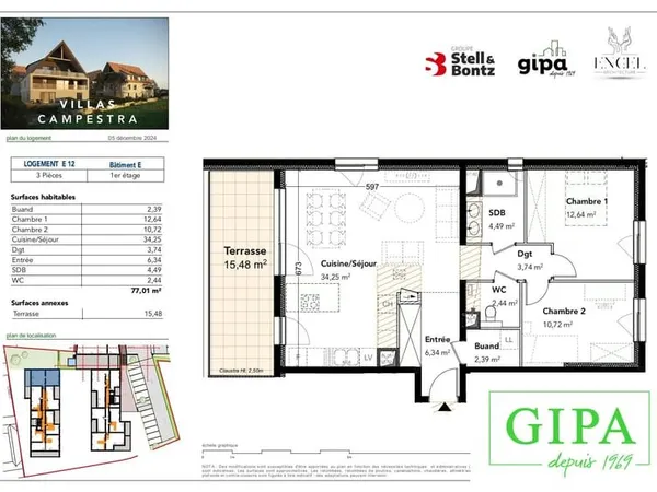 Appartement 3 pièces 77 m²