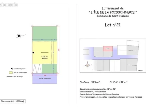 Terrain 325 m² Saint Nazaire