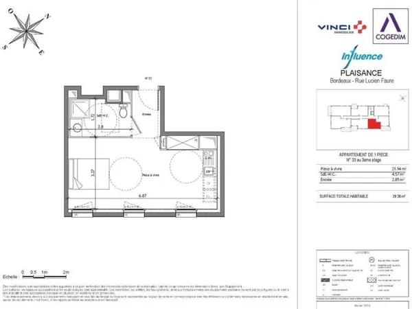 Appartement 1 pièce 29 m²