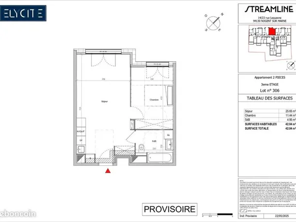 Appartement 2 pièces 42 m²