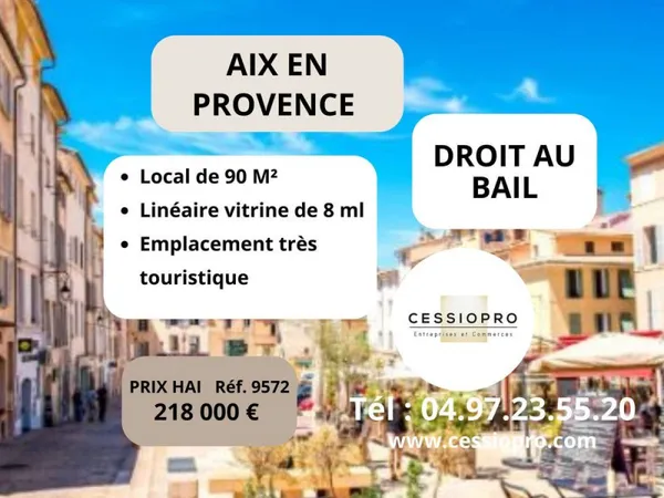 Droit au bail local commercial 90M2 - linéaire vitrine 8m - Place des prêcheurs à Aix en Provence