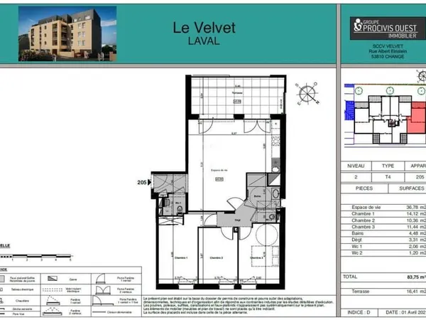 A LOUER. Appartement Laval 4 pièce(s) 83.75 m2