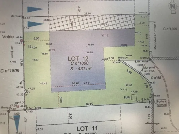 Terrain en individuel 431 m²
