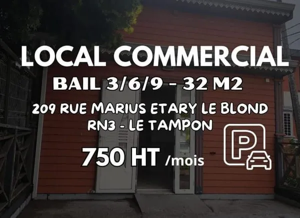 À LOUER - Local Commercial de 32 m2 RN3 au Tampon | 750€ HT/mois