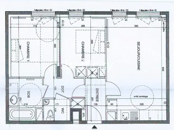 Appartement 3 pièces 60 m²
