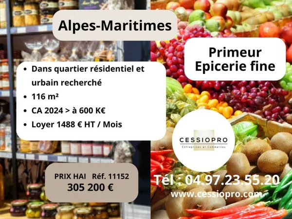 COMMERCE ALIMENTAIRE DE REFERENCE VILLE VIVANTE DES ALPES MARITIMES SECTEUR EN PLEIN EXPANSION